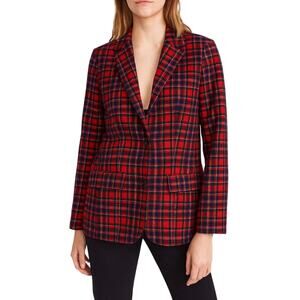 1980s Vintage Pendleton Red Plaid Wool Blazer Jacket Medium Retro